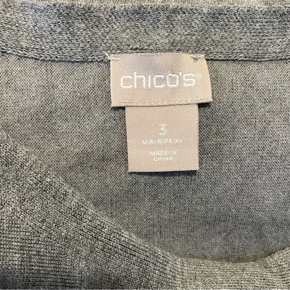 Chicos Long Sleeve Boat Neck Gray Lightweight Pull Over Sweater Size 3 - Picture 4 of 6